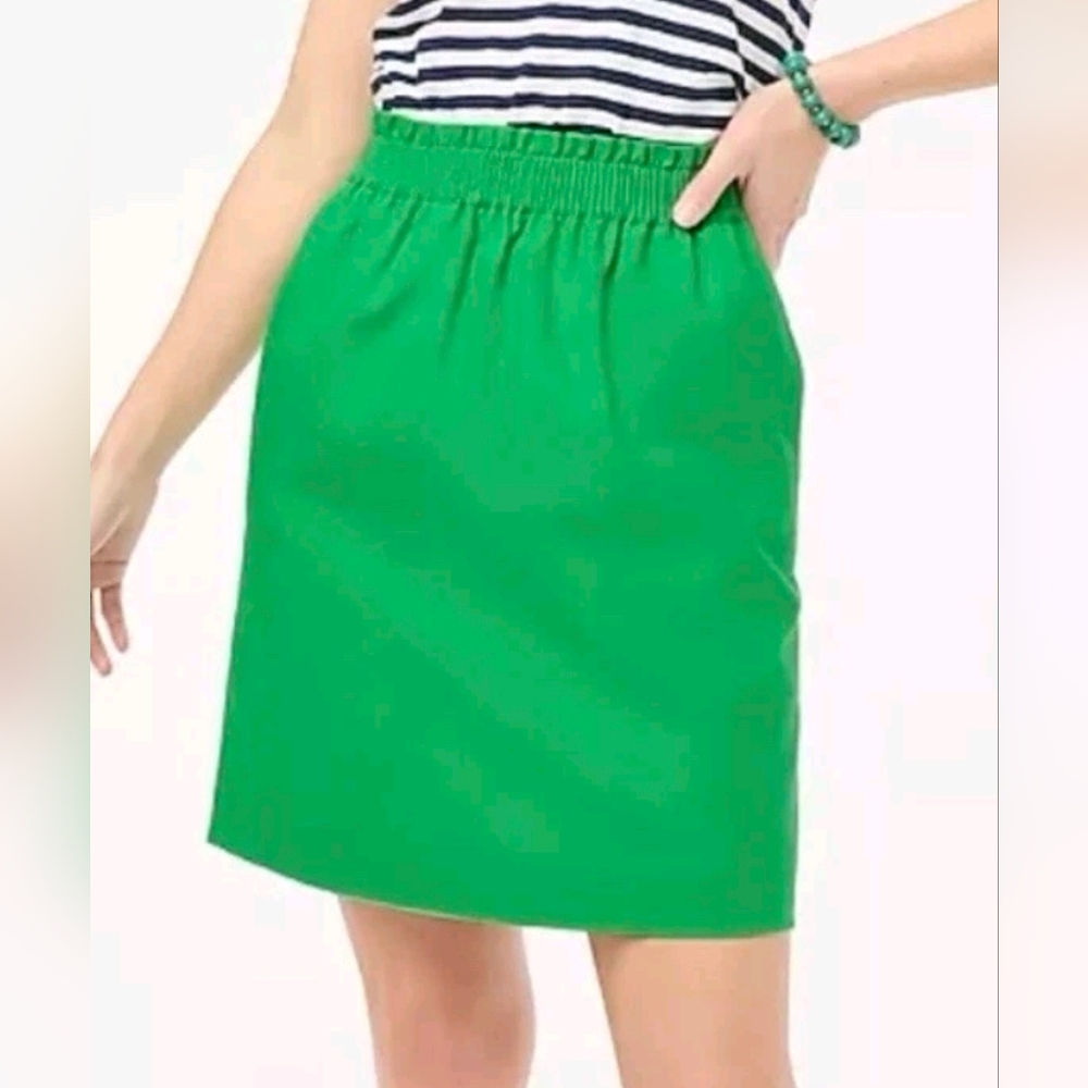 J.Crew Kelly Green Paperbag Waist Linen Blend Skirt – Elastic Waist